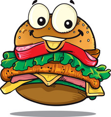 Hamburger character - Vector