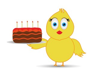 yummy and tasty cake with babe chick