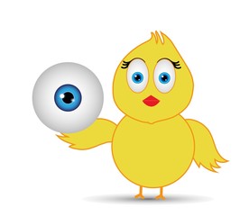 chick holding eyeball