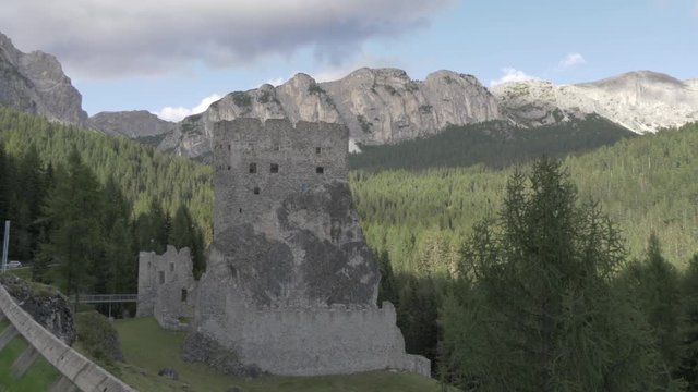 View of Castello di Andraz, Province of Belluno, Italian Dolomites, Italy, Europe