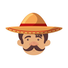 traditional mexican man head with hat