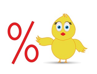 chick with percentage sign