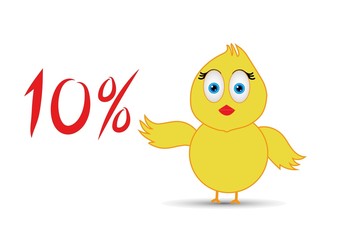 chick with 10%  percentage sign