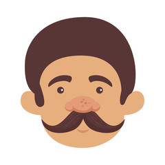head man with mustache of macho man