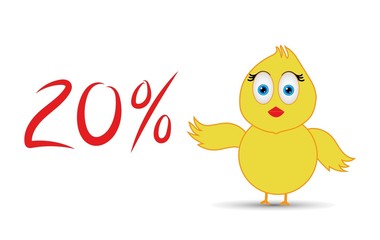 chick with 20%  percentage sign