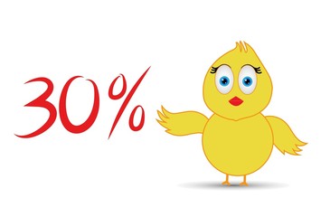 chick with 30%  percentage sign