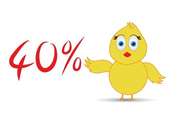 chick with 40%  percentage sign
