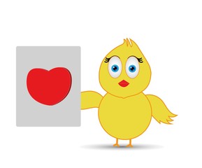 chick holding love sign