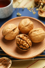 Walnuts in wood vintage plate