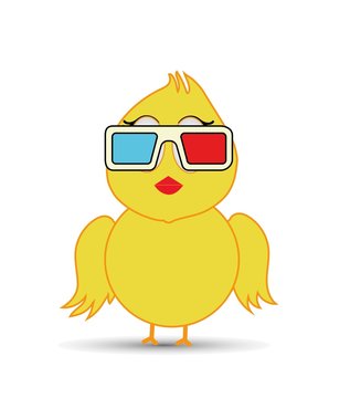 chick wearing 3d glasses