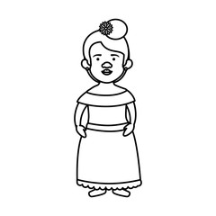 traditional mexican woman with hair flower