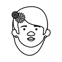 traditional mexican woman head with hair flower