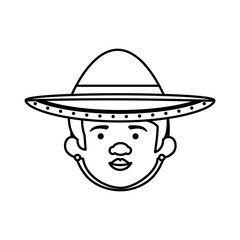 traditional mexican woman head with hat