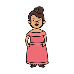traditional mexican woman with hair flower