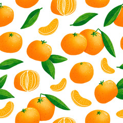 Tangerines illustration seamless pattern