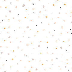 Mini terrazzo grey, orange and pink pebbles seamless pattern