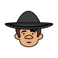 traditional mexican man head with hat