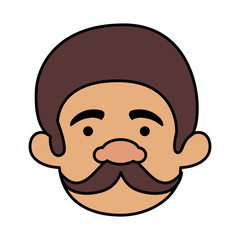head man with mustache of macho man