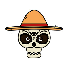 death day mask with mariachi hat