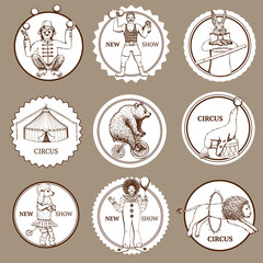Sketch circus lables and logotypes