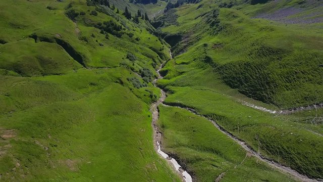 Aerial view of Hinterstein Valley near Nebelhorn, Oberstdorf, Allgau Alps, Swabia, Bavaria, Germany, Europe