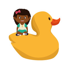 little girl with rubber ducky toy