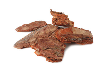Tree bark pieces isolated on white background.