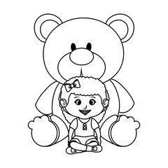 little girl with bear teddy