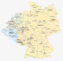 Motorway vector map of Germany and the Benelux states