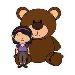 little girl with bear teddy