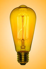 Light bulb idea. Lamp Edison retro style. Electric glow.