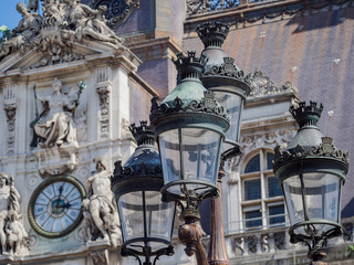 Fototapeta na wymiar Antique lamp of Paris City Hall