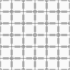 Naklejka premium Vector seamless pattern. Regularly repeating geometric tiles with linear squares and lines.