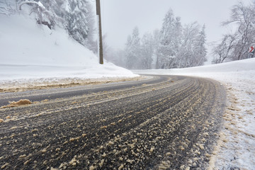Mountain road during winter