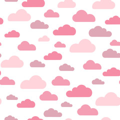 Pink cloud seamless pattern vector design baby art. Baby shower clouds , sky seamless pattern texture - Vector