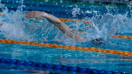 Swimmers compete in the sports pool