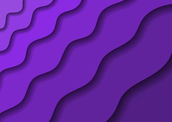 Paper cut banners with 3D abstract background with violet waves and shadows. Layout for banner, poster, greeting card. Vector illustration.