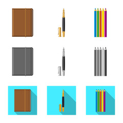 Vector illustration of office and supply symbol. Set of office and school stock vector illustration.