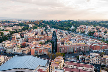 Fototapeta na wymiar Rome cityscape urban skyline view from above with lots of history, arts, religion and architecture