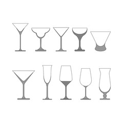 set of wine glasses vector illustration.