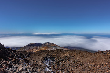 Fototapeta na wymiar Ultra long exposure of Pico Viejo volcano and cloudscape