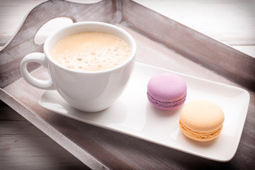 Coffee and macaroons.