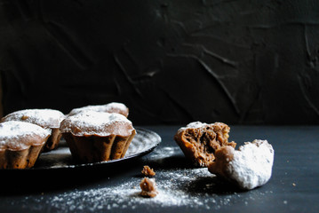 Cupcakes on a black background
