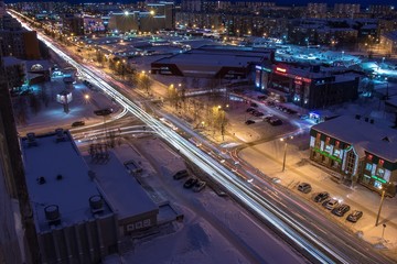 Fototapeta na wymiar night city traffic road