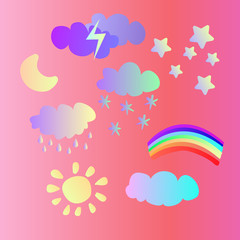 weather set of multicolored vector icons