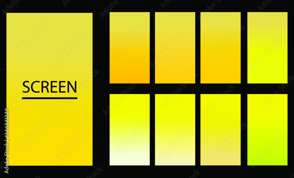 Aufkleber vector eps 10 gradient set. different colors. modern smartphone screen, mobile app template. design 