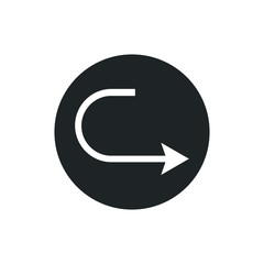 Simple black icon on white background. Repeat icon. Vector illustration web design element. curve arrow
