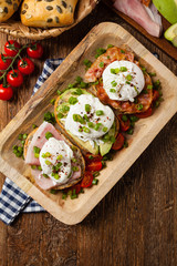 Sandwiches with a poached egg