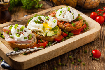 Sandwiches with a poached egg