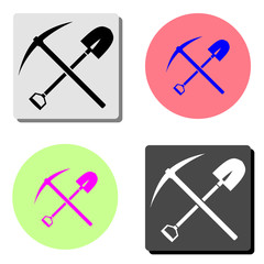 pick and shovel crossed. flat vector icon